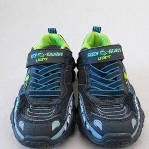 Skechers Kids Black, Blue & Neon Green Light-Up Sneakers